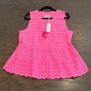 VINEYARD VINES Allamanda Floral Eyelet Tiered Top Size Medium NWT